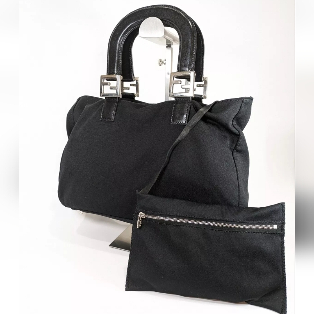 FENDI Black Nylon and Leather Mini Tote Bag with Pouch! - Picture 2 of 16